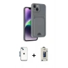 MARSİLYAN™- iPhone 14 Kılıf Vadi Çizgi Prime - Siyah Bilvis Hayalet Cam Ekran Koruyucu + Shine Kamera Lens - MI