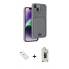 MARSİLYAN™- iPhone 14 Kılıf Vadi Çizgi Prime - Siyah Bilvis Hayalet Cam Ekran Koruyucu + Diamond Kamera Lens - SABE