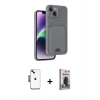 MARSİLYAN™- iPhone 14 Kılıf Vadi Çizgi Prime - Siyah Bilvis Hayalet Cam Ekran Koruyucu + Shine Kamera Lens - SH