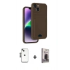 MARSİLYAN™- iPhone 14 Kılıf Vadi Çizgi Prime - Siyah Bilvis Hayalet Cam Ekran Koruyucu + Shine Kamera Lens - SH