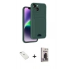 MARSİLYAN™- iPhone 14 Kılıf Vadi Çizgi Prime - Siyah Bilvis Hayalet Cam Ekran Koruyucu + Diamond Kamera Lens - YL