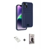 MARSİLYAN™- iPhone 14 Kılıf Vadi Çizgi Prime - Siyah Bilvis Hayalet Cam Ekran Koruyucu + Diamond Kamera Lens - YL