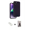 MARSİLYAN™- iPhone 14 Kılıf Vadi Çizgi Prime - Siyah Bilvis Hayalet Cam Ekran Koruyucu + Diamond Kamera Lens - YL