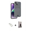 MARSİLYAN™- iPhone 14 Kılıf Vadi Çizgi Prime - Siyah Bilvis Hayalet Cam Ekran Koruyucu + Diamond Kamera Lens - YL