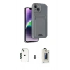 MARSİLYAN™- iPhone 14 Kılıf Vadi Çizgi Prime - Siyah Bilvis Hayalet Cam Ekran Koruyucu + Shine Kamera Lens - YL