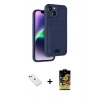 MARSİLYAN™- iPhone 14 Kılıf Vadi Çizgi Prime - Siyah Buffer Cam Ekran Koruyucu + Diamond Kamera Lens - KI