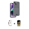 MARSİLYAN™- iPhone 14 Kılıf Vadi Çizgi Prime - Siyah Buffer Cam Ekran Koruyucu + Shine Kamera Lens - KI