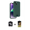 MARSİLYAN™- iPhone 14 Kılıf Vadi Çizgi Prime - Siyah Buffer Cam Ekran Koruyucu + PVD Metal Kamera Lens - MI