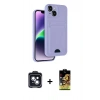 MARSİLYAN™- iPhone 14 Kılıf Vadi Çizgi Prime - Siyah Buffer Cam Ekran Koruyucu + PVD Metal Kamera Lens - SH