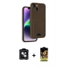 MARSİLYAN™- iPhone 14 Kılıf Vadi Çizgi Prime - Siyah Buffer Cam Ekran Koruyucu + PVD Metal Kamera Lens - YL