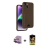 MARSİLYAN™- iPhone 14 Kılıf Vadi Çizgi Prime - Siyah Buffer Cam Ekran Koruyucu + Raze Metal Kamera Lens - MR