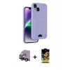 MARSİLYAN™- iPhone 14 Kılıf Vadi Çizgi Prime - Siyah Buffer Cam Ekran Koruyucu + Raze Metal Kamera Lens - SH