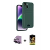 MARSİLYAN™- iPhone 14 Kılıf Vadi Çizgi Prime - Siyah Buffer Cam Ekran Koruyucu + Raze Metal Kamera Lens - SH