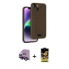 MARSİLYAN™- iPhone 14 Kılıf Vadi Çizgi Prime - Siyah Buffer Cam Ekran Koruyucu + Raze Metal Kamera Lens - SH