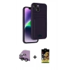 MARSİLYAN™- iPhone 14 Kılıf Vadi Çizgi Prime - Siyah Buffer Cam Ekran Koruyucu + Raze Metal Kamera Lens - SH