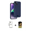 MARSİLYAN™- iPhone 14 Kılıf Vadi Çizgi Prime - Siyah Buffer Cam Ekran Koruyucu + Shine Kamera Lens - GI