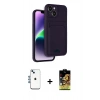 MARSİLYAN™- iPhone 14 Kılıf Vadi Çizgi Prime - Siyah Buffer Cam Ekran Koruyucu + Shine Kamera Lens - MI