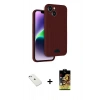 MARSİLYAN™- iPhone 14 Kılıf Vadi Çizgi Prime - Siyah Buffer Cam Ekran Koruyucu + Sierra Blue Diamond Kamera Lens