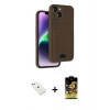 MARSİLYAN™- iPhone 14 Kılıf Vadi Çizgi Prime - Siyah Buffer Cam Ekran Koruyucu + Sierra Blue Diamond Kamera Lens
