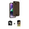 MARSİLYAN™- iPhone 14 Kılıf Vadi Çizgi Prime - Siyah Buffer Cam Ekran Koruyucu + PVD Metal Kamera Lens - TU