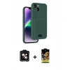 MARSİLYAN™- iPhone 14 Kılıf Vadi Çizgi Prime - Siyah Buffer Cam Ekran Koruyucu + PVD Metal Kamera Lens - TU