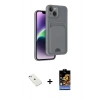MARSİLYAN™- iPhone 14 Kılıf Vadi Çizgi Prime - Siyah Buffer Hayalet Cam Ekran Koruyucu + Diamond Kamera Lens - SABE