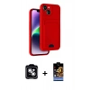 MARSİLYAN™- iPhone 14 Kılıf Vadi Çizgi Prime - Siyah Buffer Hayalet Cam Ekran Koruyucu + PVD Metal Kamera Lens - GS