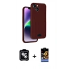 MARSİLYAN™- iPhone 14 Kılıf Vadi Çizgi Prime - Siyah Buffer Hayalet Cam Ekran Koruyucu + PVD Metal Kamera Lens - GS