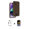 MARSİLYAN™- iPhone 14 Kılıf Vadi Çizgi Prime - Siyah Buffer Hayalet Cam Ekran Koruyucu + Shine Kamera Lens - GS