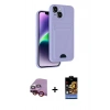 MARSİLYAN™- iPhone 14 Kılıf Vadi Çizgi Prime - Siyah Buffer Hayalet Cam Ekran Koruyucu + Kırmızı Raze Metal Kamera Lens