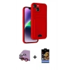 MARSİLYAN™- iPhone 14 Kılıf Vadi Çizgi Prime - Siyah Buffer Hayalet Cam Ekran Koruyucu + Kırmızı Raze Metal Kamera Lens