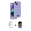 MARSİLYAN™- iPhone 14 Kılıf Vadi Çizgi Prime - Siyah Buffer Hayalet Cam Ekran Koruyucu + Kırmızı Shine Kamera Lens