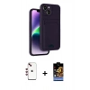MARSİLYAN™- iPhone 14 Kılıf Vadi Çizgi Prime - Siyah Buffer Hayalet Cam Ekran Koruyucu + Kırmızı Shine Kamera Lens