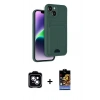 MARSİLYAN™- iPhone 14 Kılıf Vadi Çizgi Prime - Siyah Buffer Hayalet Cam Ekran Koruyucu + PVD Metal Kamera Lens - MI