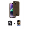 MARSİLYAN™- iPhone 14 Kılıf Vadi Çizgi Prime - Siyah Buffer Hayalet Cam Ekran Koruyucu + PVD Metal Kamera Lens - MI