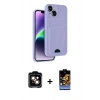 MARSİLYAN™- iPhone 14 Kılıf Vadi Çizgi Prime - Siyah Buffer Hayalet Cam Ekran Koruyucu + PVD Metal Kamera Lens - TU