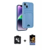 MARSİLYAN™- iPhone 14 Kılıf Vadi Çizgi Prime - Siyah Buffer Hayalet Cam Ekran Koruyucu + PVD Metal Kamera Lens - YL