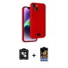 MARSİLYAN™- iPhone 14 Kılıf Vadi Çizgi Prime - Siyah Buffer Hayalet Cam Ekran Koruyucu + PVD Metal Kamera Lens - YL