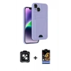 MARSİLYAN™- iPhone 14 Kılıf Vadi Çizgi Prime - Siyah Buffer Hayalet Cam Ekran Koruyucu + PVD Metal Kamera Lens - YL