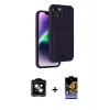 MARSİLYAN™- iPhone 14 Kılıf Vadi Çizgi Prime - Siyah Buffer Hayalet Cam Ekran Koruyucu + PVD Metal Kamera Lens - TU