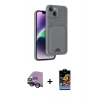 MARSİLYAN™- iPhone 14 Kılıf Vadi Çizgi Prime - Siyah Buffer Hayalet Cam Ekran Koruyucu + Raze Metal Kamera Lens - SH