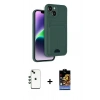 MARSİLYAN™- iPhone 14 Kılıf Vadi Çizgi Prime - Siyah Buffer Hayalet Cam Ekran Koruyucu + Shine Kamera Lens - YL