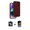 MARSİLYAN™- iPhone 14 Kılıf Vadi Çizgi Prime - Siyah Buffer Hayalet Cam Ekran Koruyucu + PVD Metal Kamera Lens - SH
