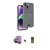 MARSİLYAN™- iPhone 14 Kılıf Vadi Çizgi Prime - Siyah Joko Magic 5D Hayalet Cam + Raze Metal Kamera Lens - SH