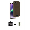 MARSİLYAN™- iPhone 14 Kılıf Vadi Çizgi Prime - Siyah Joko Magic 5D Hayalet Cam + Turuncu PVD Metal Kamera Lens