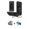 MARSİLYAN™- iPhone 14 Kılıf Vadi Form Prime - Siyah 3D Antistatik Cam Ekran Koruyucu + Raze Metal Kamera Lens - MR