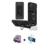 MARSİLYAN™- iPhone 14 Kılıf Vadi Form Prime - Siyah 3D Antistatik Cam Ekran Koruyucu + Raze Metal Kamera Lens - SH