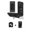 MARSİLYAN™- iPhone 14 Kılıf Vadi Form Prime - Siyah 3D Antistatik Hayalet Cam Ekran Koruyucu + PVD Metal Kamera Lens - GS