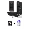 MARSİLYAN™- iPhone 14 Kılıf Vadi Form Prime - Siyah Bilvis 5in1 3D Magic Cam Ekran Koruyucu + Turuncu PVD Metal Kamera Lens