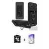 MARSİLYAN™- iPhone 14 Kılıf Vadi Form Prime - Siyah Bilvis 5in1 3D Magic Cam Ekran Koruyucu + PVD Metal Kamera Lens - YL